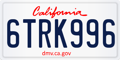 CA license plate 6TRK996