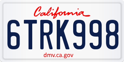 CA license plate 6TRK998