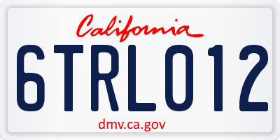 CA license plate 6TRL012