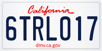 CA license plate 6TRL017