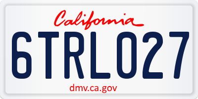 CA license plate 6TRL027