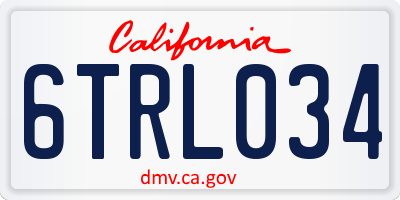 CA license plate 6TRL034