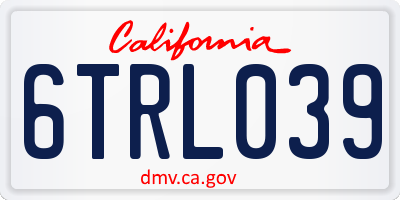 CA license plate 6TRL039