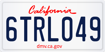 CA license plate 6TRL049