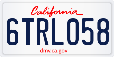 CA license plate 6TRL058
