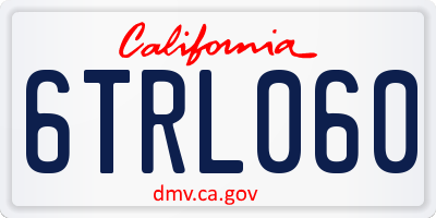 CA license plate 6TRL060