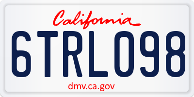 CA license plate 6TRL098