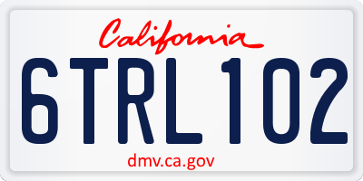 CA license plate 6TRL102