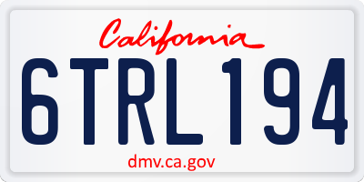CA license plate 6TRL194