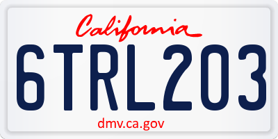 CA license plate 6TRL203