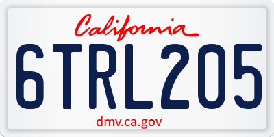 CA license plate 6TRL205