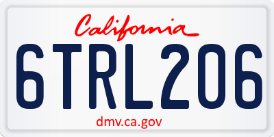 CA license plate 6TRL206