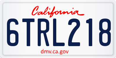 CA license plate 6TRL218