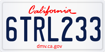 CA license plate 6TRL233