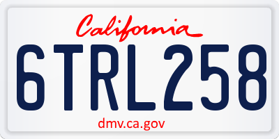 CA license plate 6TRL258