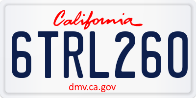 CA license plate 6TRL260