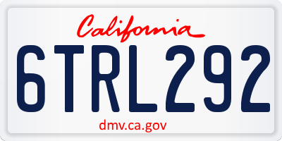 CA license plate 6TRL292