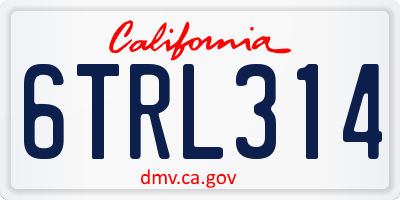 CA license plate 6TRL314
