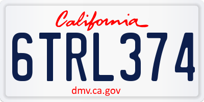 CA license plate 6TRL374