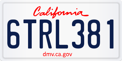 CA license plate 6TRL381