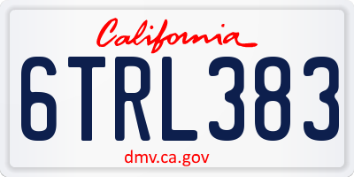 CA license plate 6TRL383