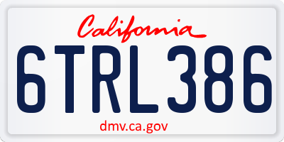 CA license plate 6TRL386