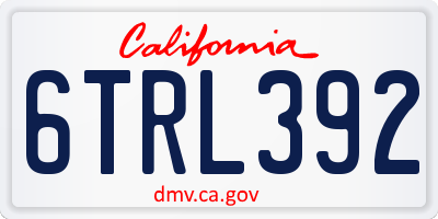 CA license plate 6TRL392