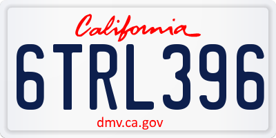 CA license plate 6TRL396