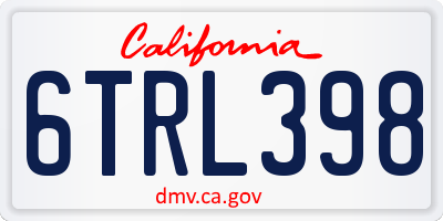 CA license plate 6TRL398