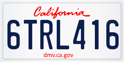 CA license plate 6TRL416