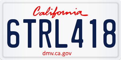 CA license plate 6TRL418