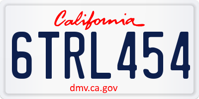 CA license plate 6TRL454