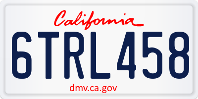 CA license plate 6TRL458