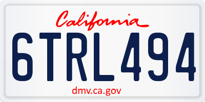 CA license plate 6TRL494