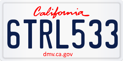 CA license plate 6TRL533