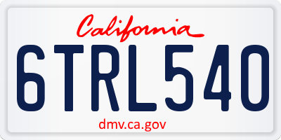 CA license plate 6TRL540