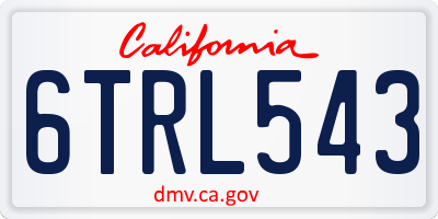 CA license plate 6TRL543