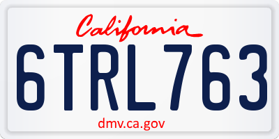CA license plate 6TRL763