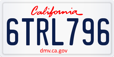 CA license plate 6TRL796