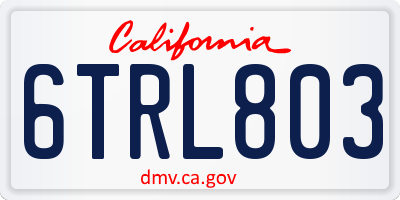 CA license plate 6TRL803