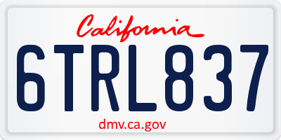 CA license plate 6TRL837