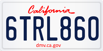 CA license plate 6TRL860