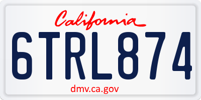 CA license plate 6TRL874
