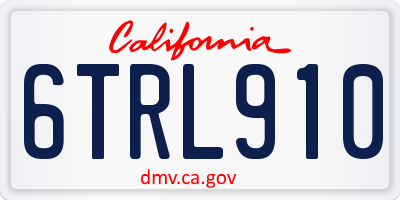 CA license plate 6TRL910