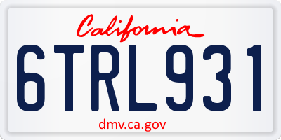 CA license plate 6TRL931