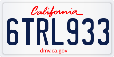 CA license plate 6TRL933