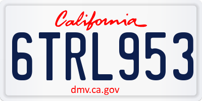 CA license plate 6TRL953