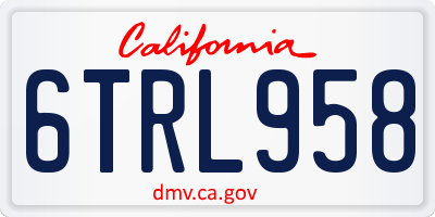 CA license plate 6TRL958