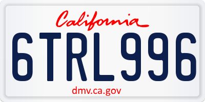 CA license plate 6TRL996