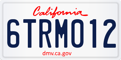 CA license plate 6TRM012